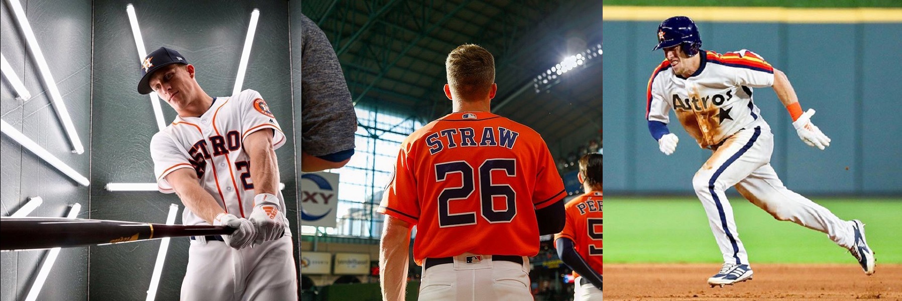 Myles Straw Holding A Baseball Bat